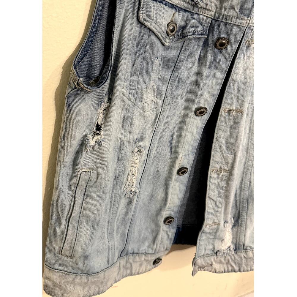 TRILLNATION MENS BLUE DENIM VEST SIZE LARGE - Picture 5 of 10